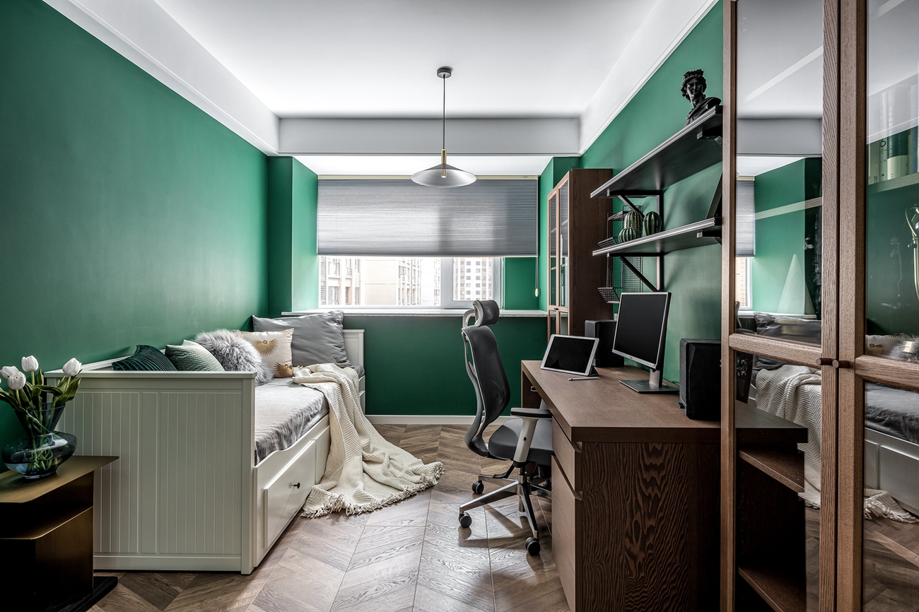 贵阳天一子衿府125㎡复古绿三居室