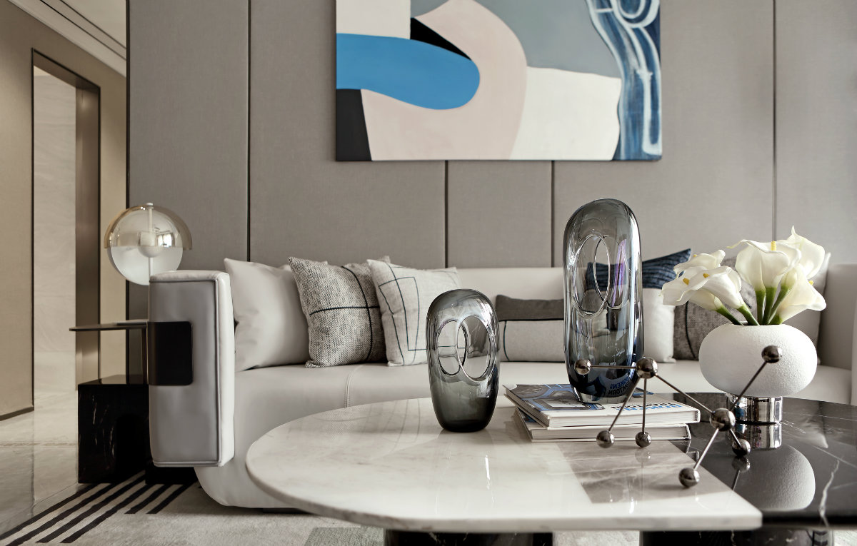 贵阳润桥柏林140㎡现代风格三居室，创意黑灰蓝