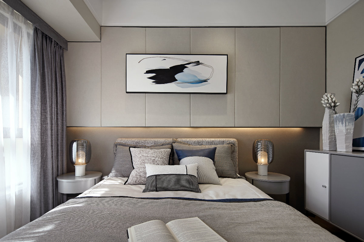 贵阳润桥柏林140㎡现代风格三居室，创意黑灰蓝