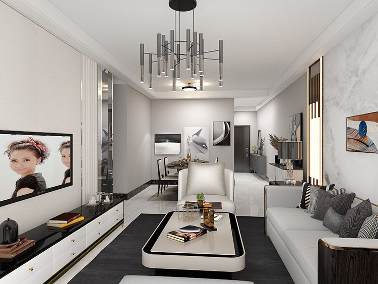 贵阳优品新城三室99㎡黑灰现代混搭