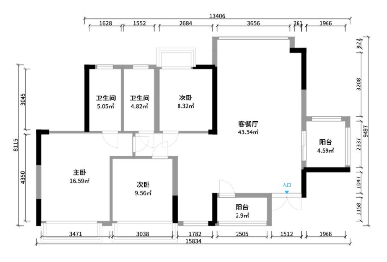 贵阳未来方舟F13组团109㎡现代轻奢风